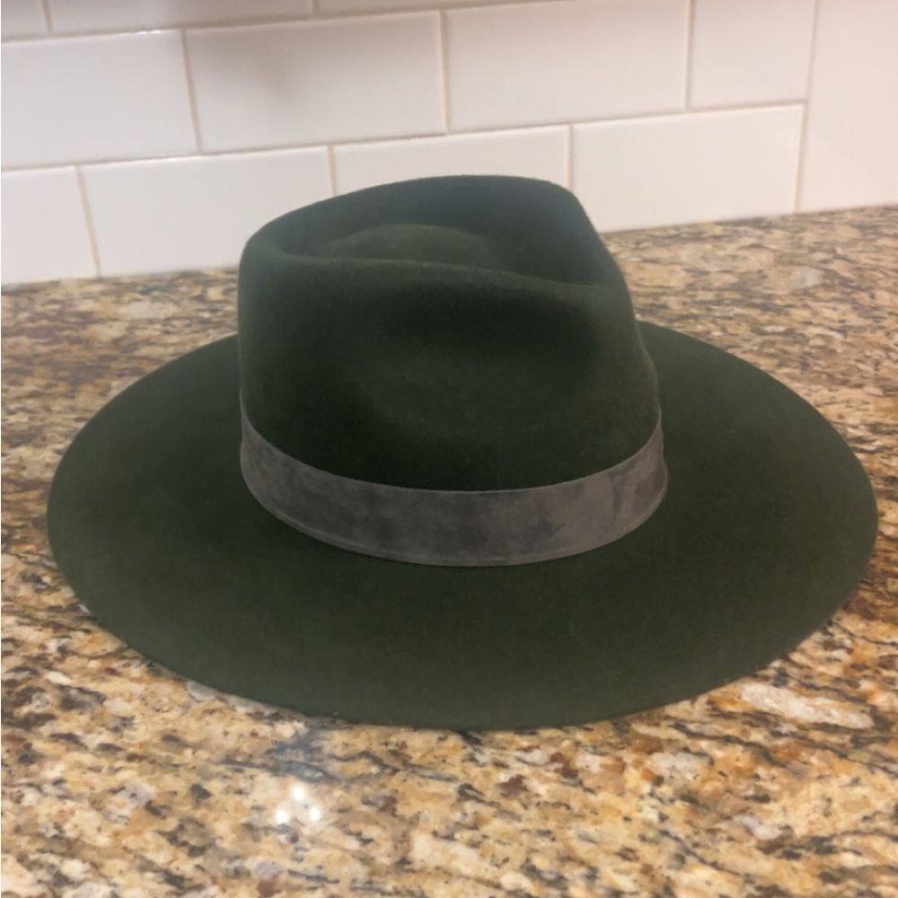 Lack Of Color Dark Green Fedora with Gray Band